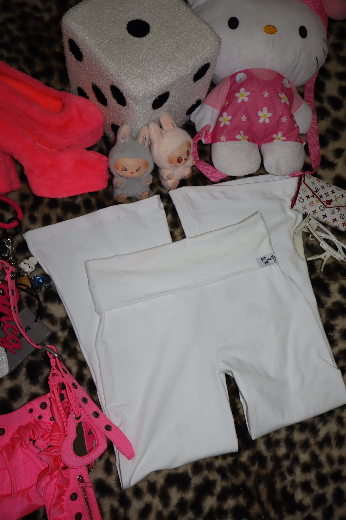 Foldover Flare Yoga Pants In White