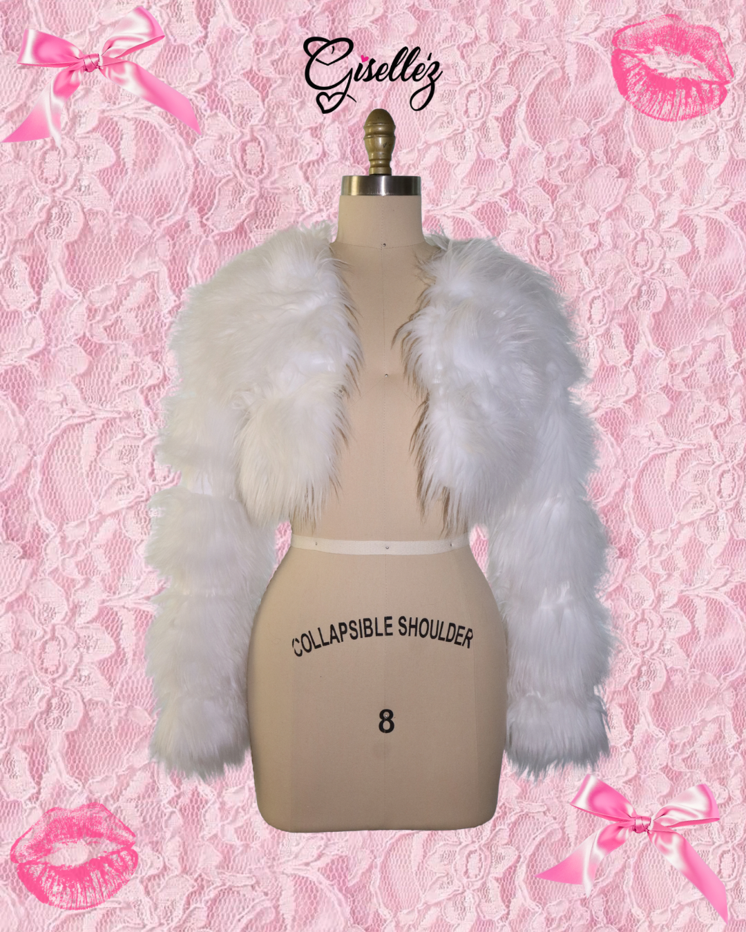 Faux Fur Cropped Jacket In White