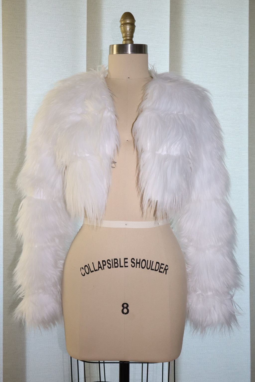 Faux Fur Cropped Jacket In White