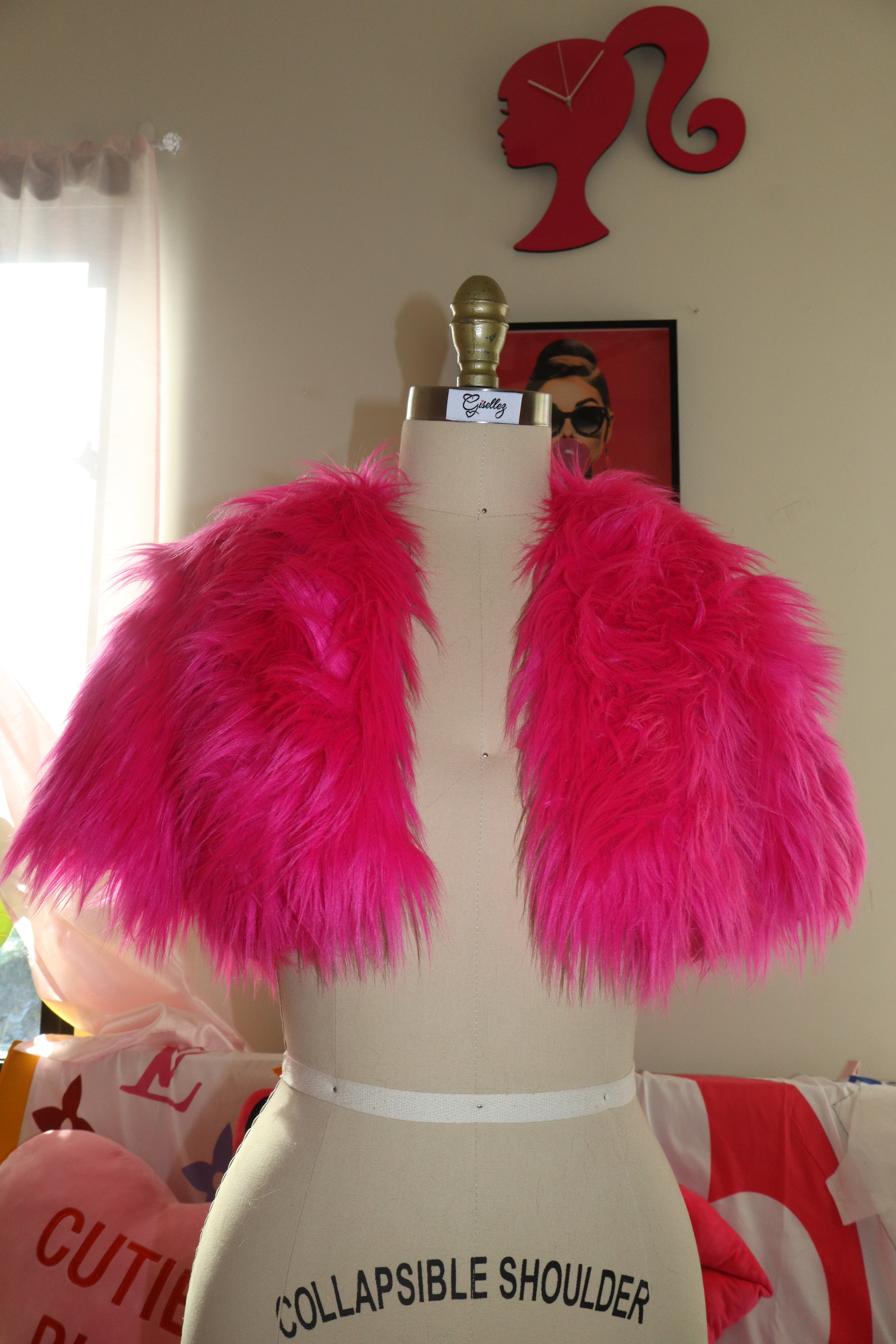 Faux Fur Shrug In Hot Pink