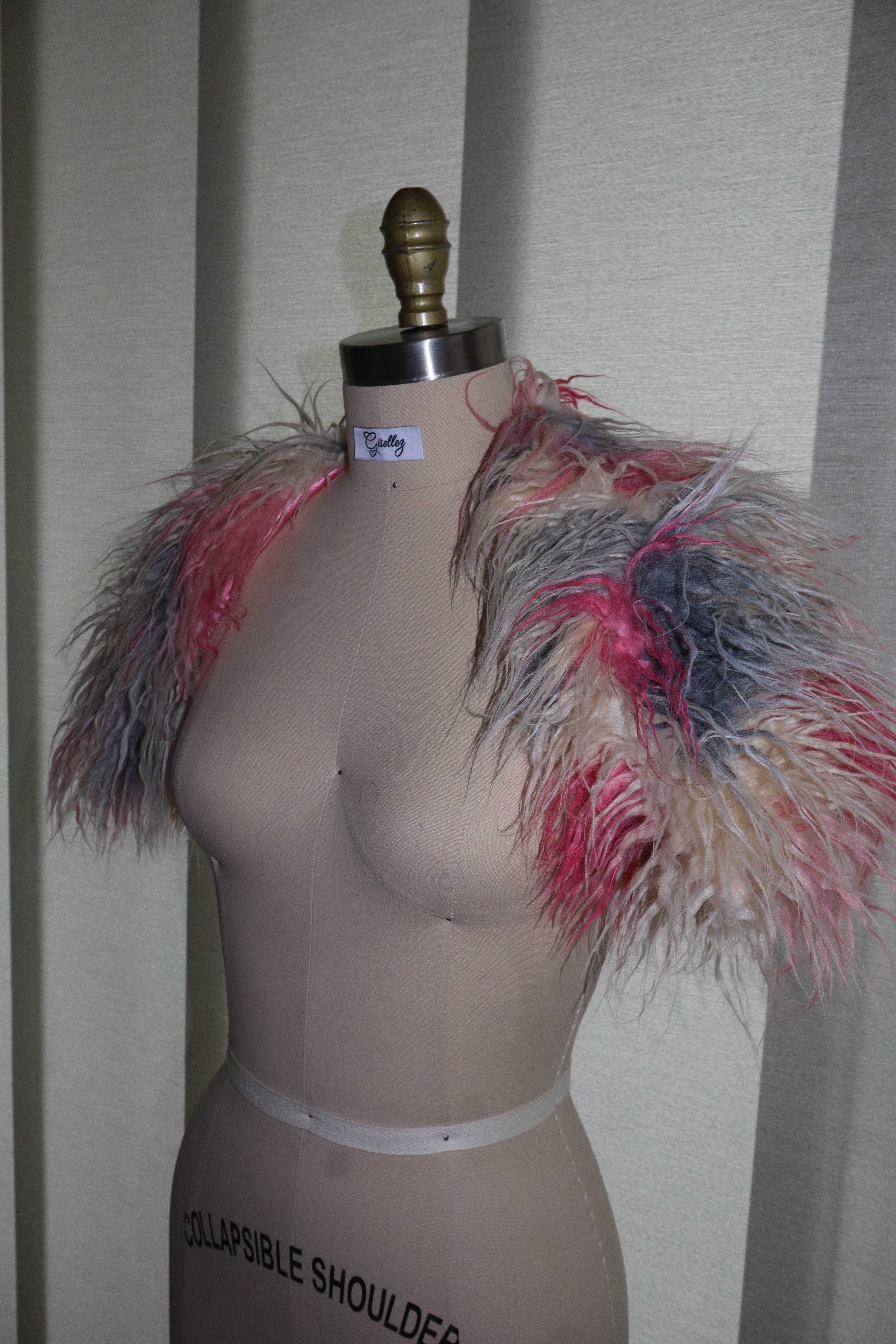 Faux Fur Shrug In Pink Multicolor