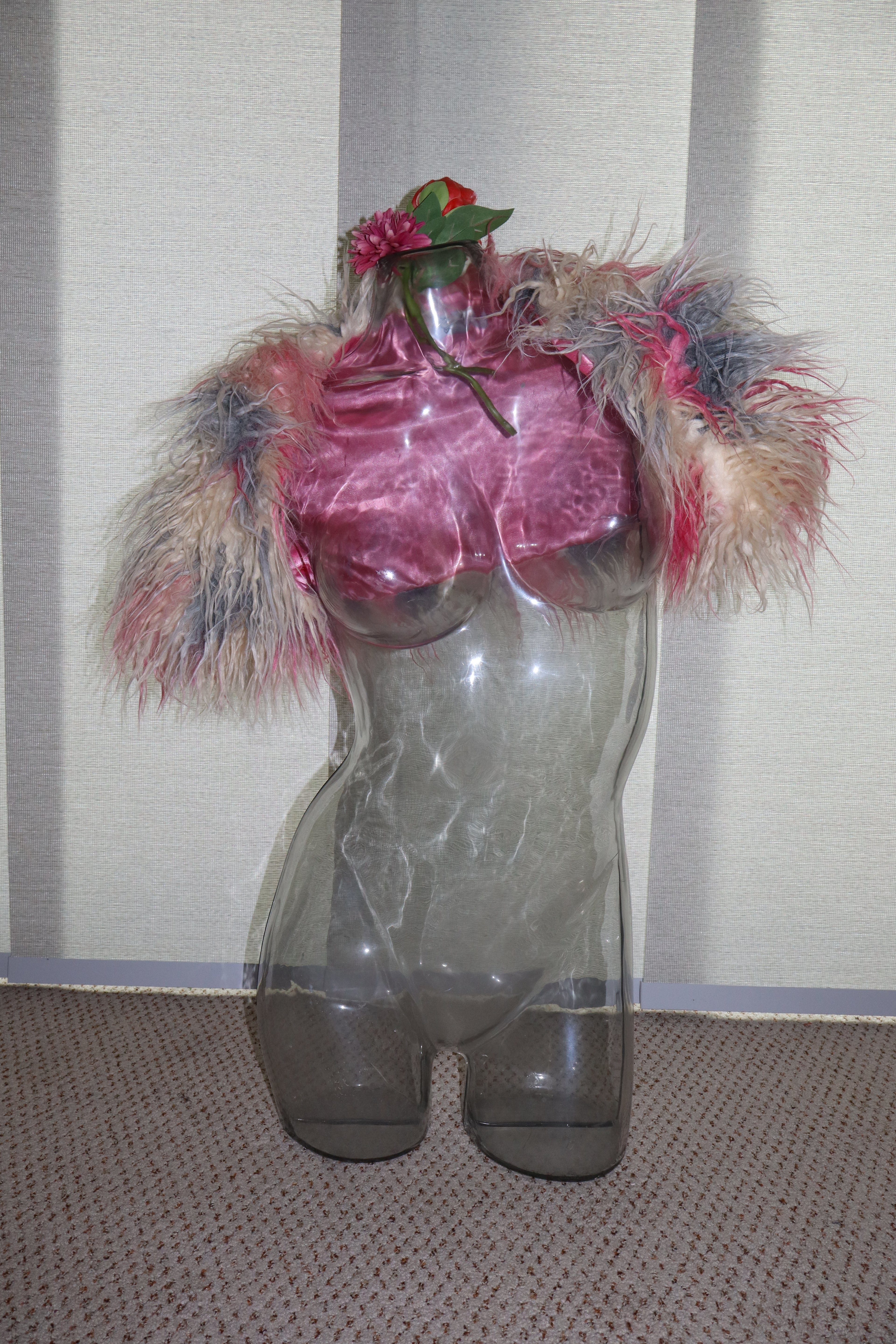 Faux Fur Shrug In Pink Multicolor