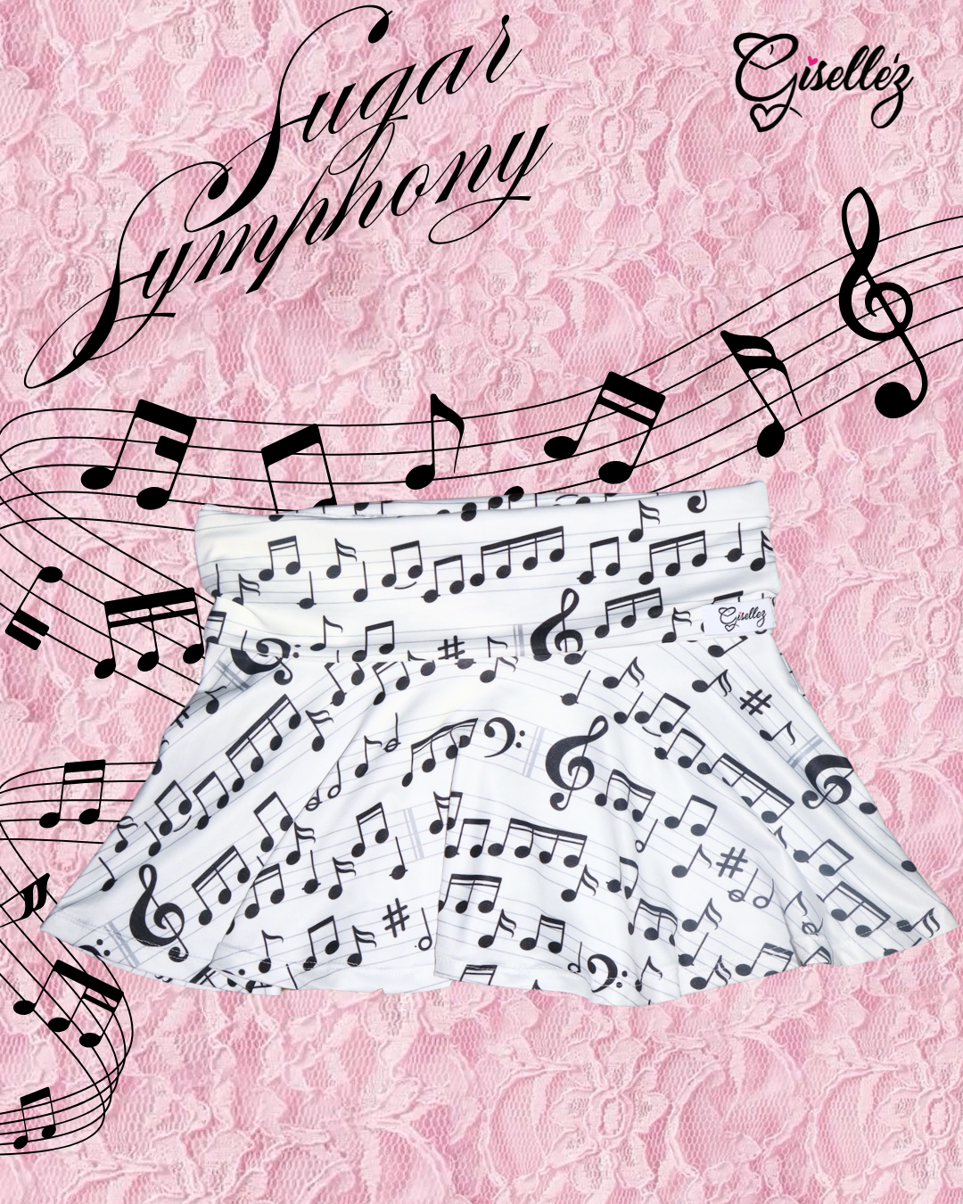 Mini Circle Skirt In Music Notes Print