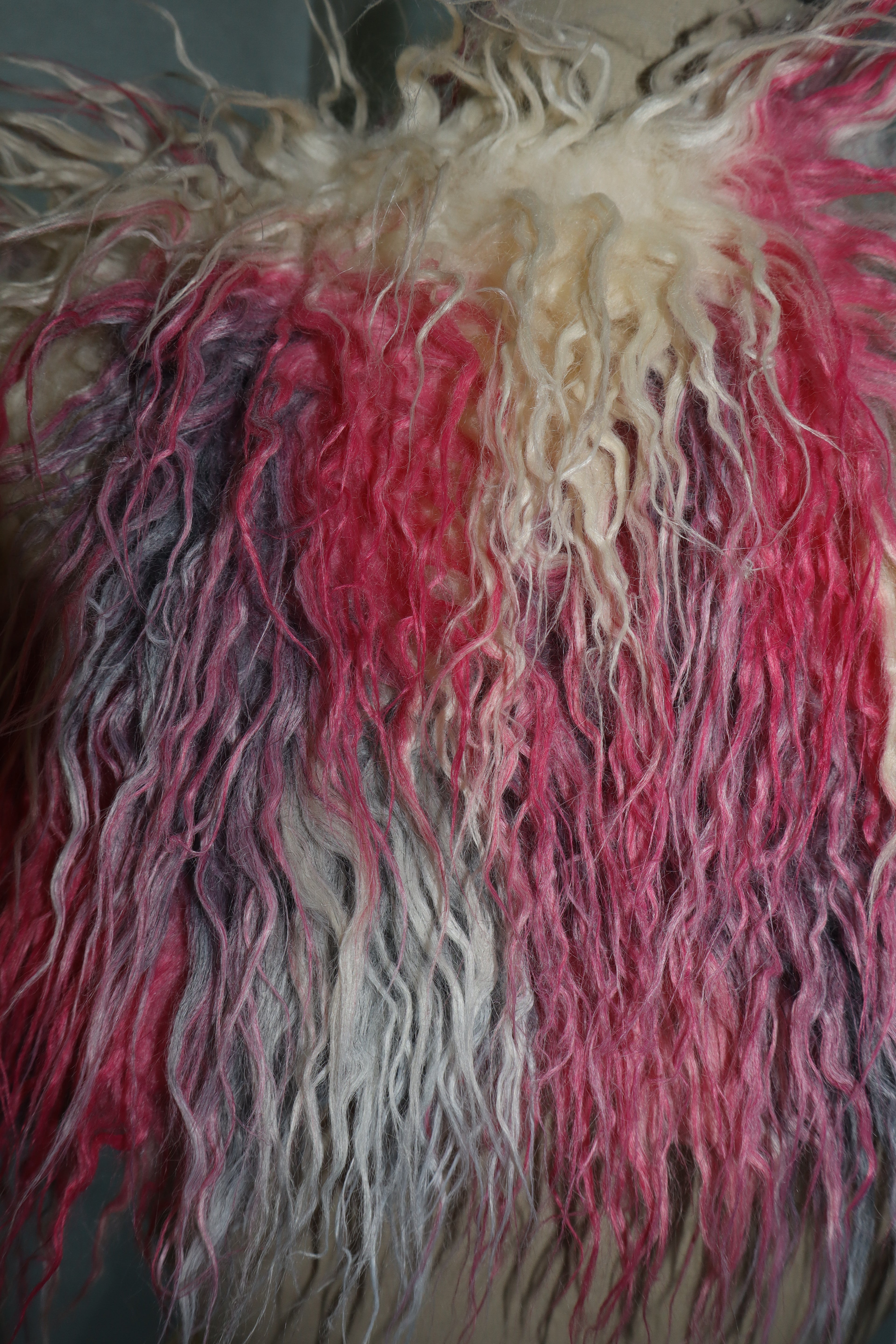 Faux Fur Cropped Vest In Pink Multicolor