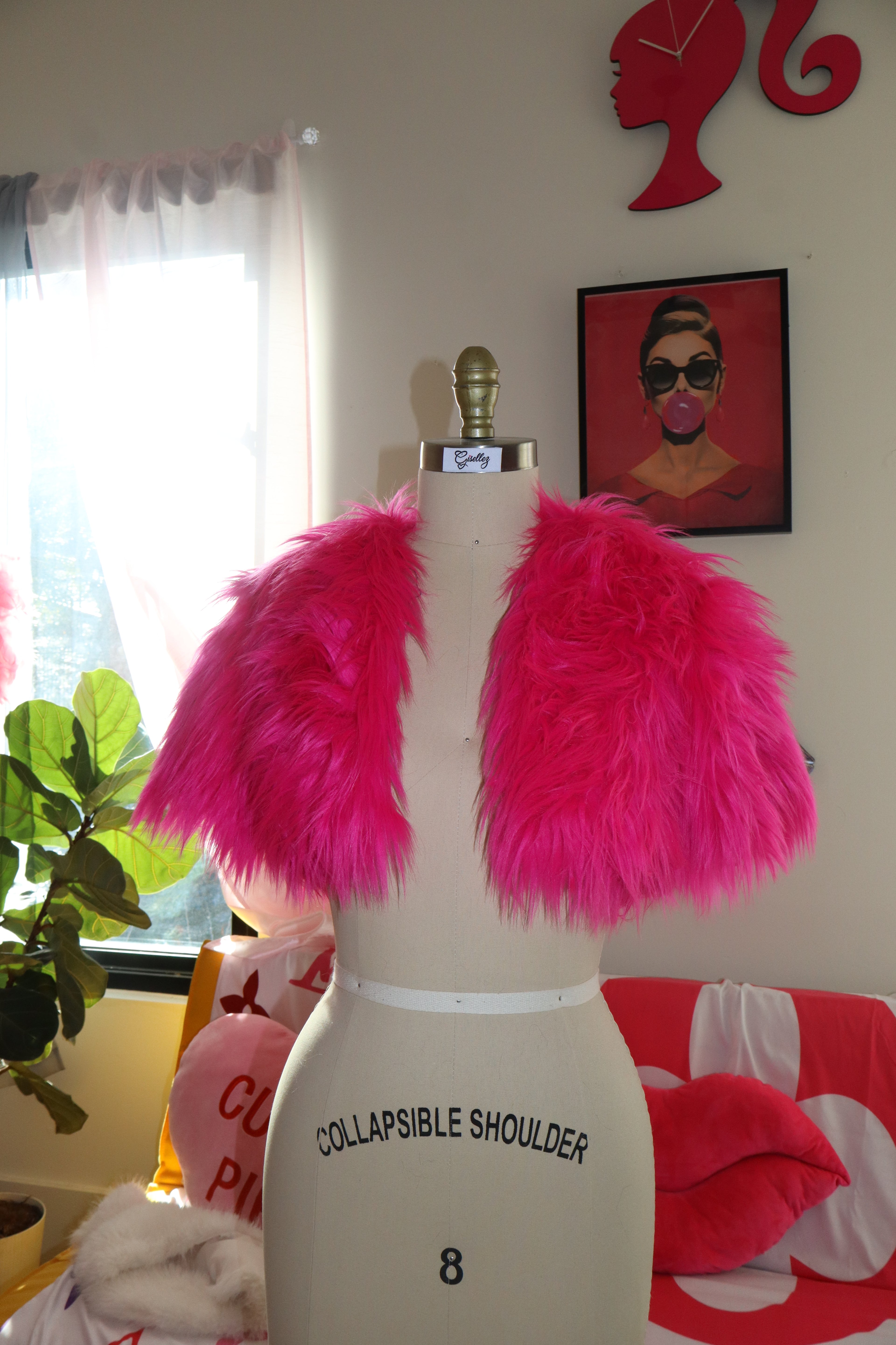 Faux Fur Shrug In Hot Pink