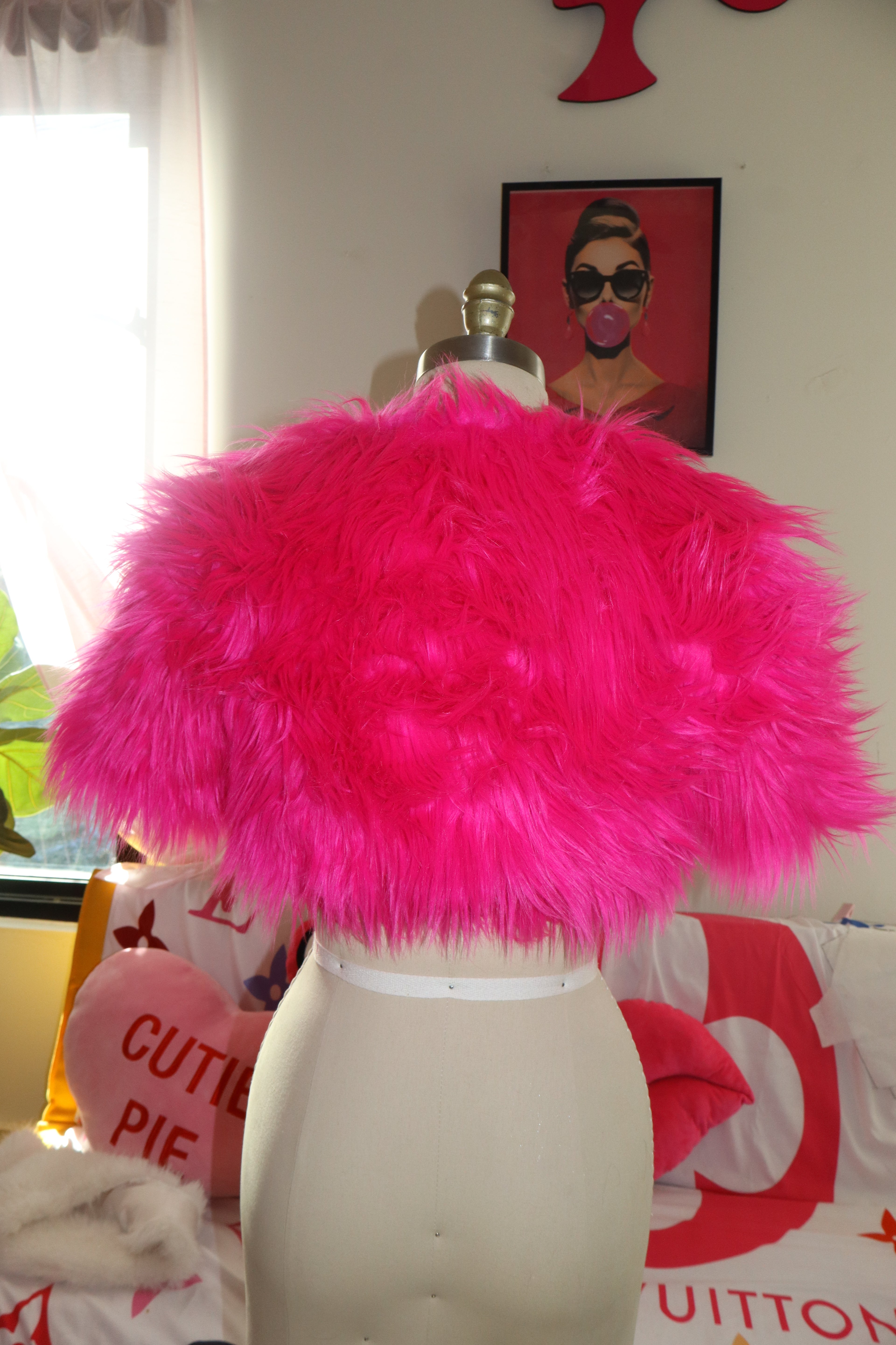 Faux Fur Shrug In Hot Pink