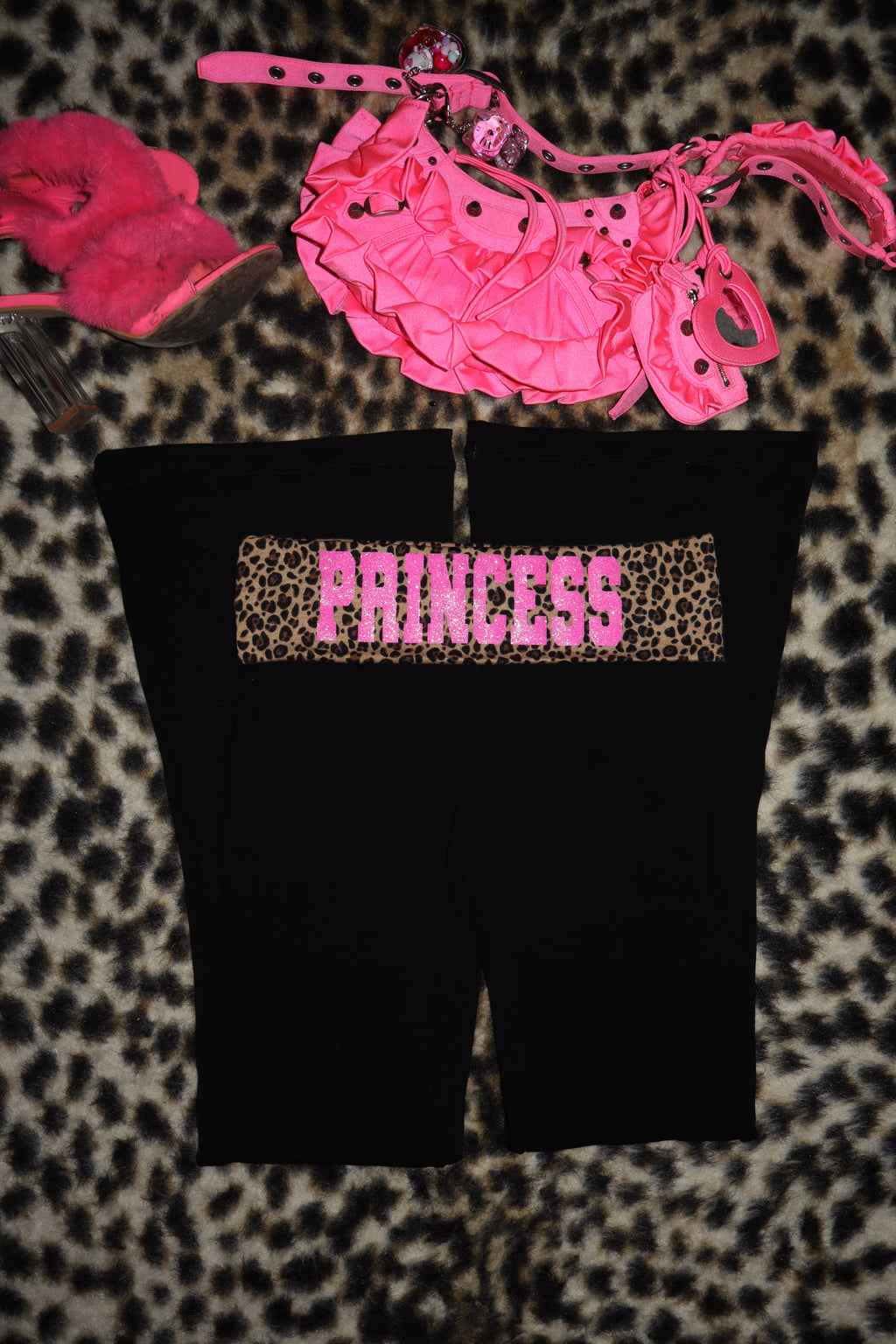 Custom Y2K Low Rise Foldover Flare Pants | Handmade Flare Yoga Pants | Personalized Text