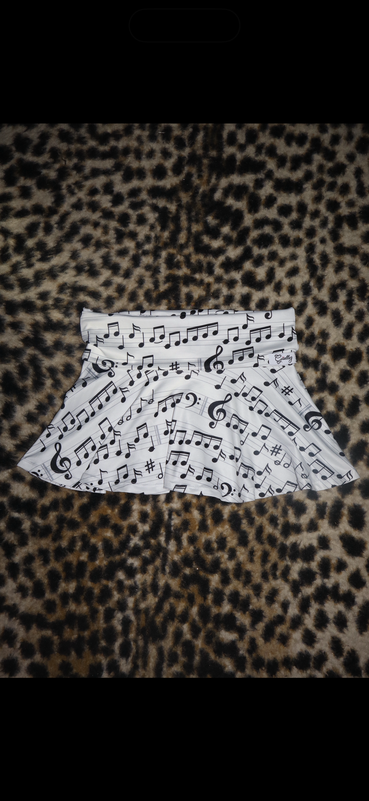 Mini Circle Skirt In Music Notes Print