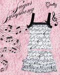 Lace Tank Top & Ruffle Mini Skirt In Music Notes Print