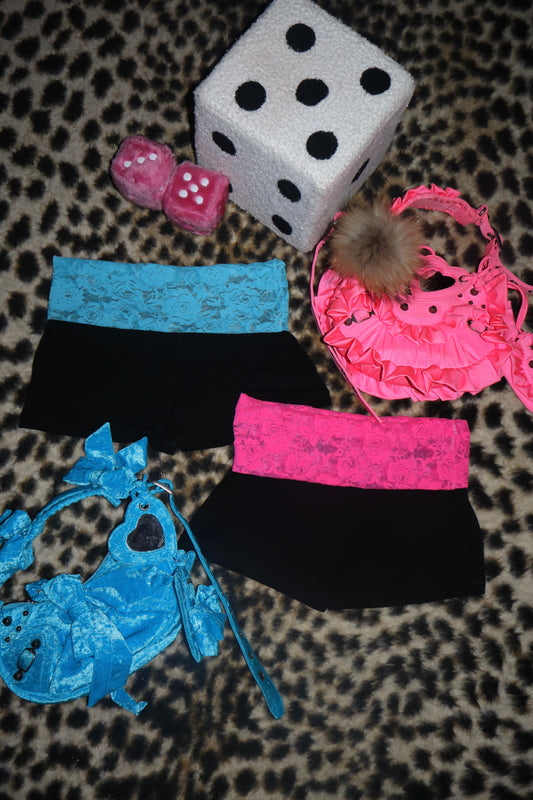 Lace Foldover Low Rise Shorts