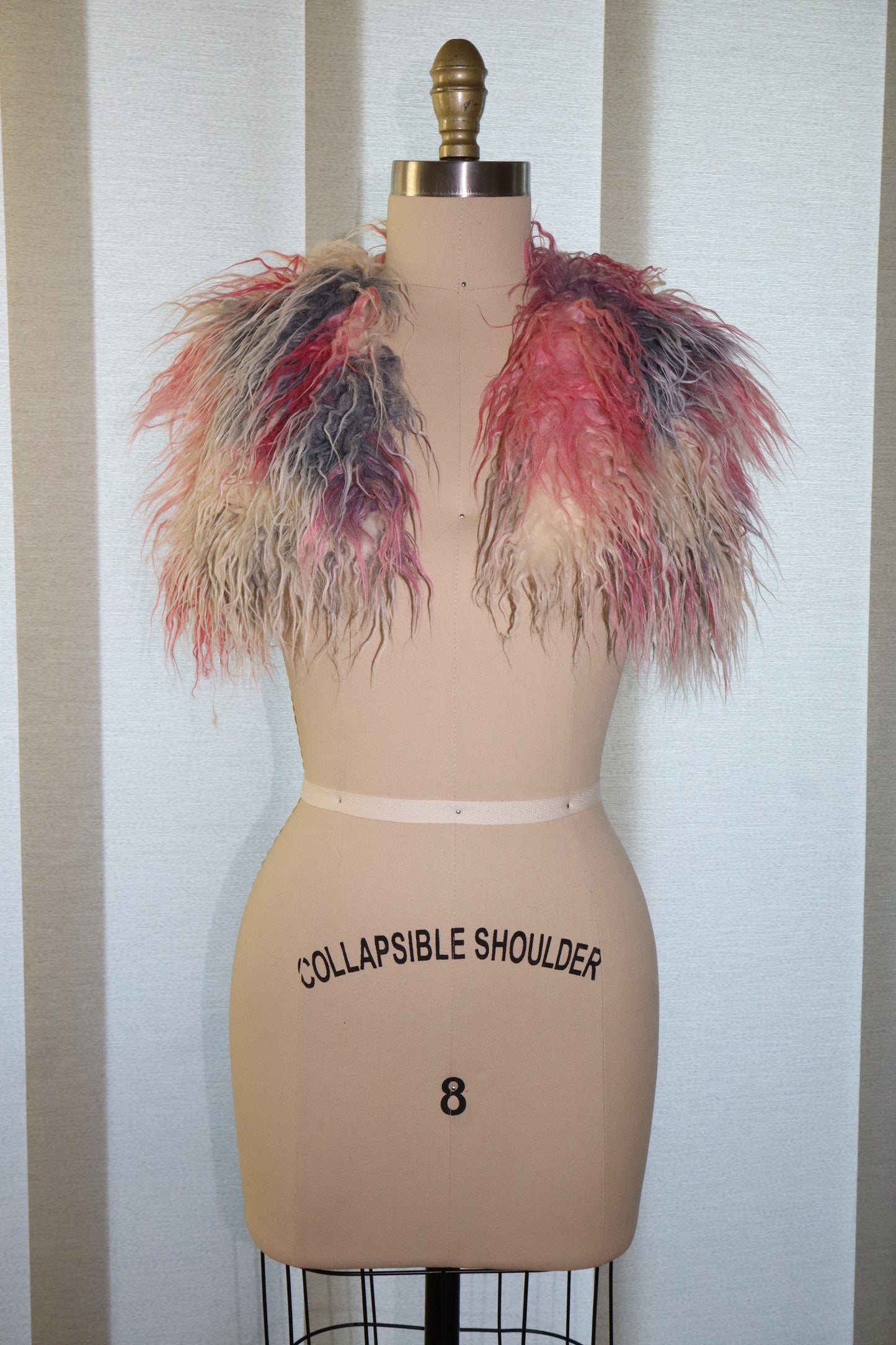 Pink Multicolor Faux Fur Cropped Vest