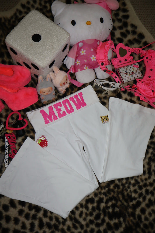 Foldover Flare Yoga Pants In White