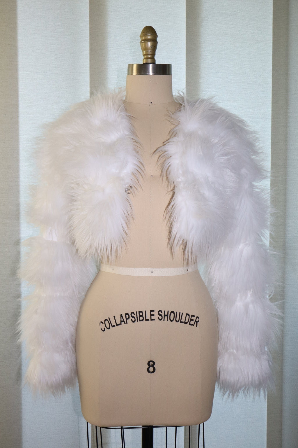 Faux Fur Cropped Jacket In White
