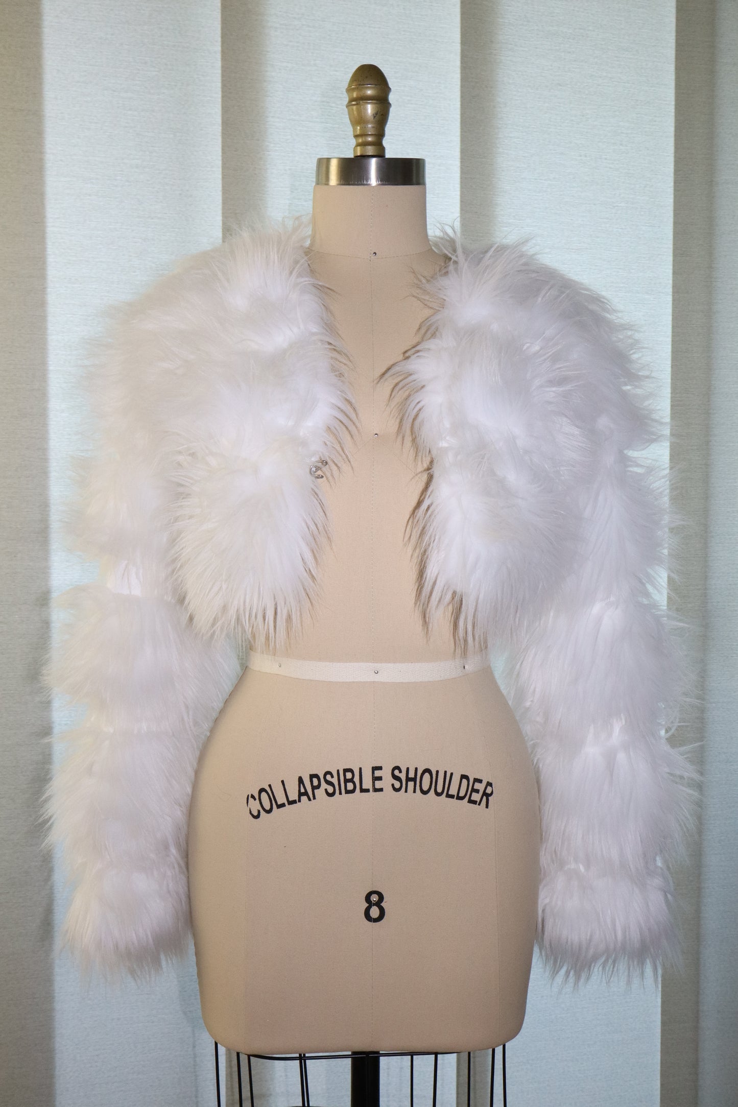 White Faux Fur Panel Jacket