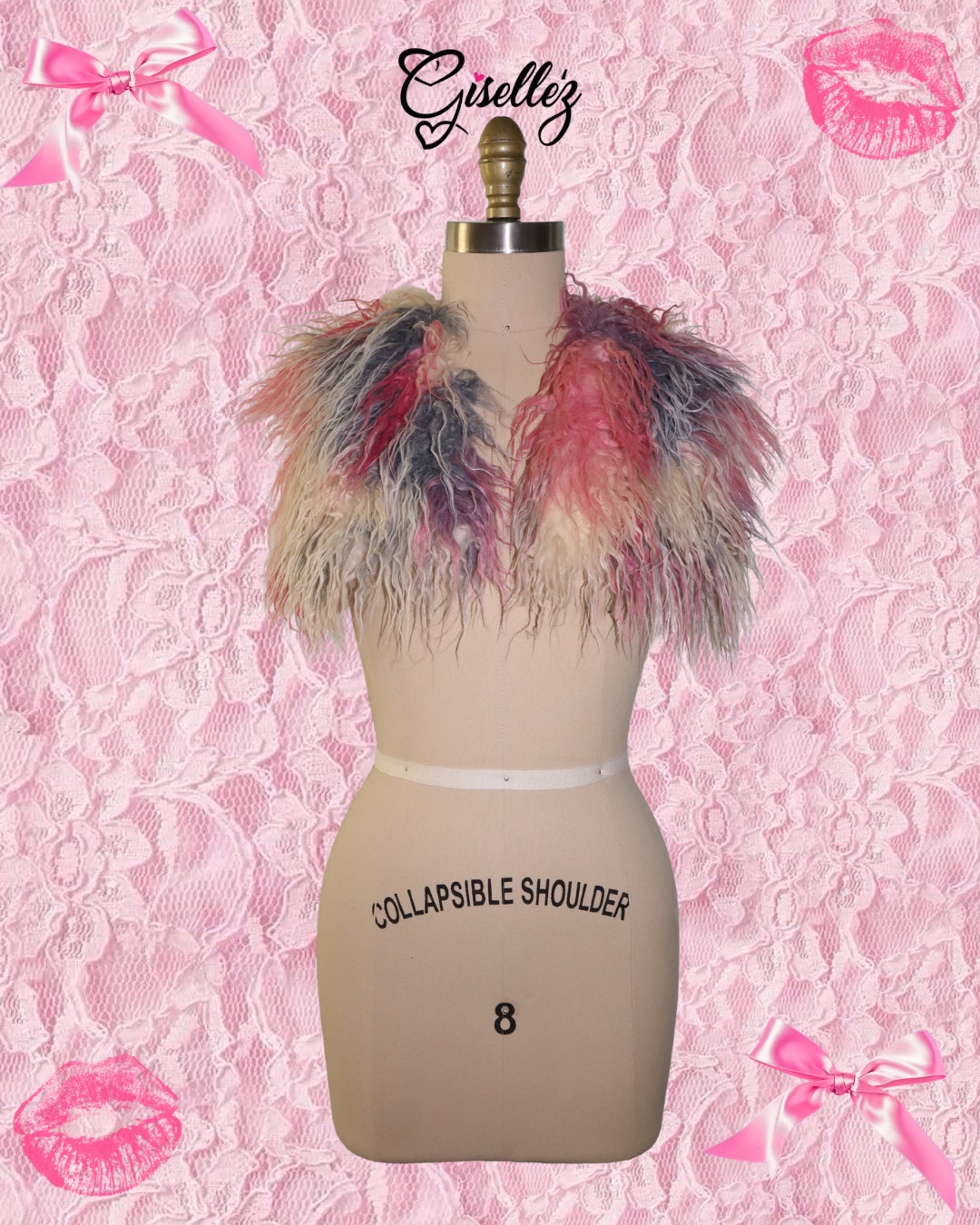 Faux Fur Cropped Vest In Pink Multicolor