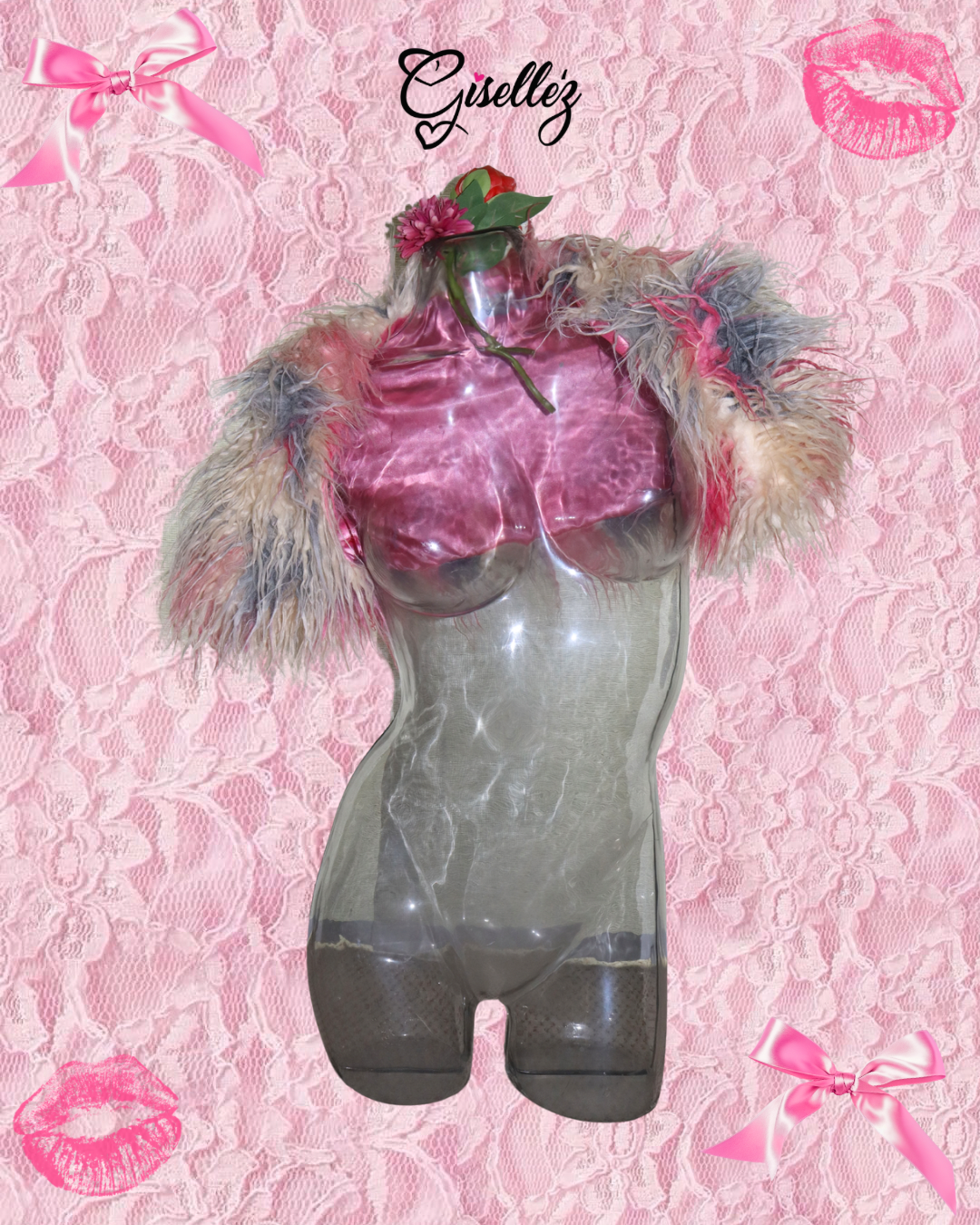 Faux Fur Shrug In Pink Multicolor