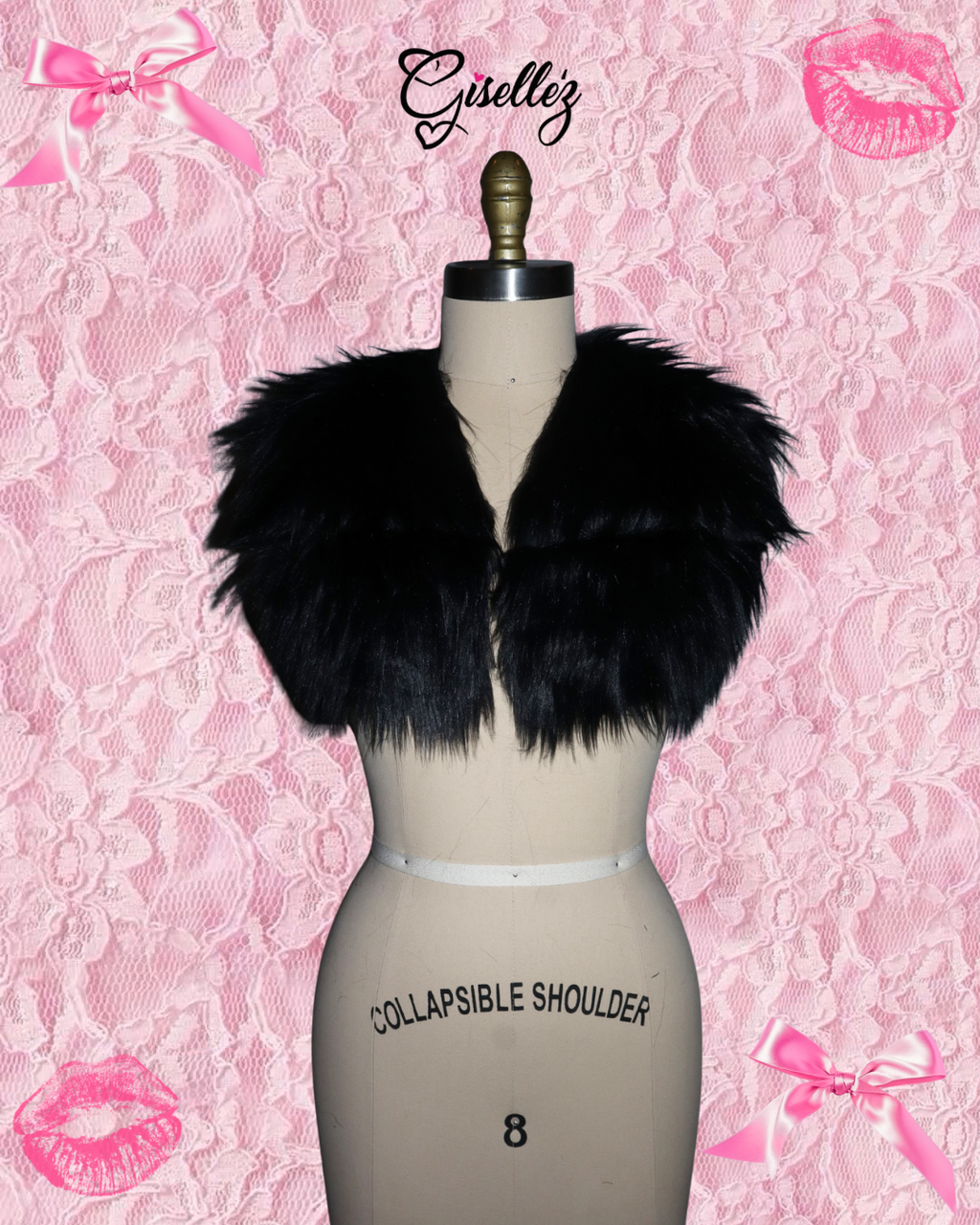 Faux Fur Cropped Vest In Black