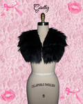 Faux Fur Cropped Vest In Black