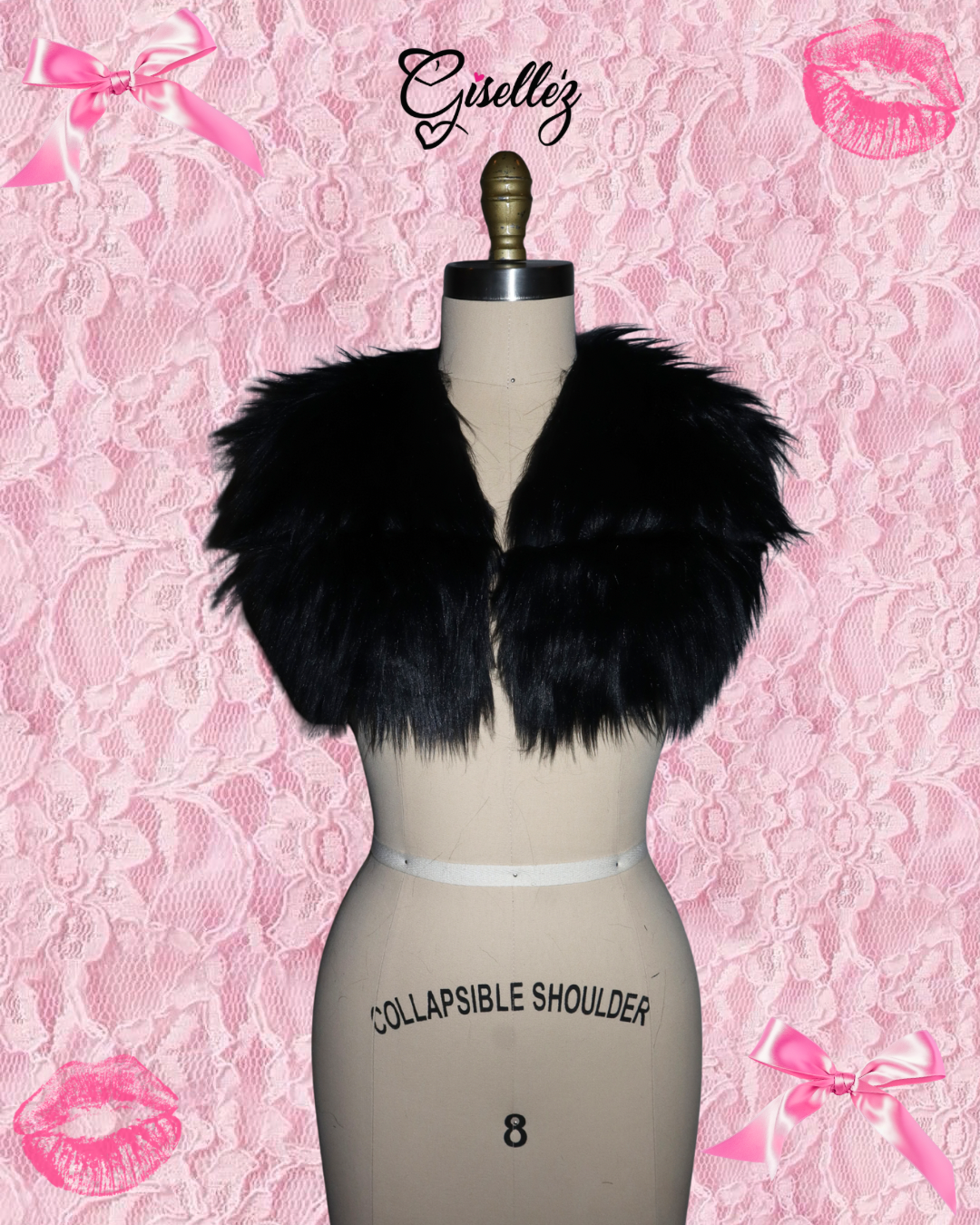 Faux Fur Cropped Vest In Black