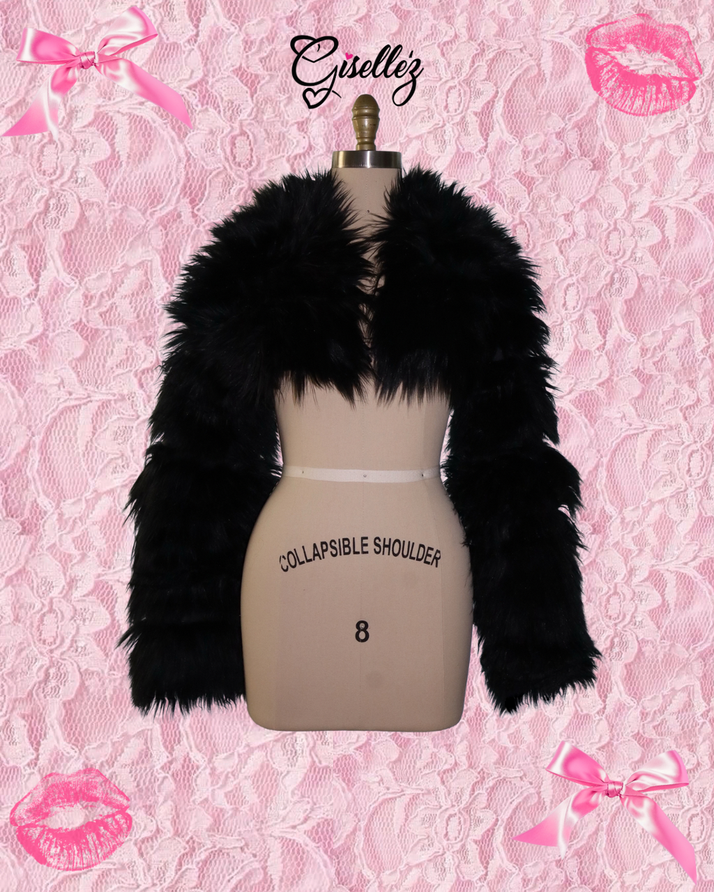 Faux Fur Cropped Jacket In Black