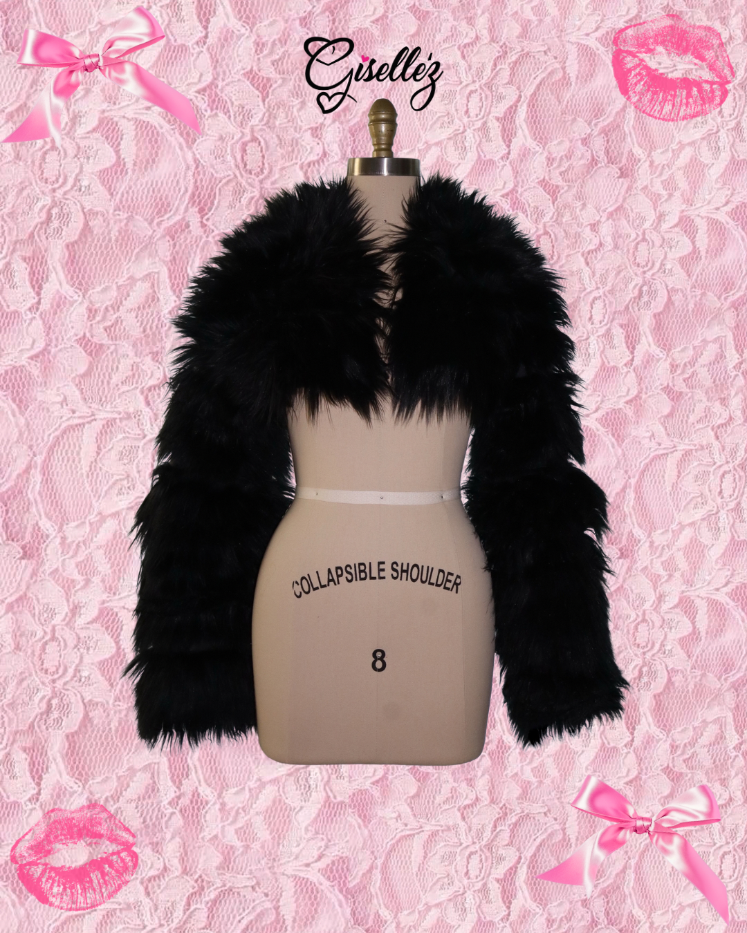 Faux Fur Cropped Jacket In Black